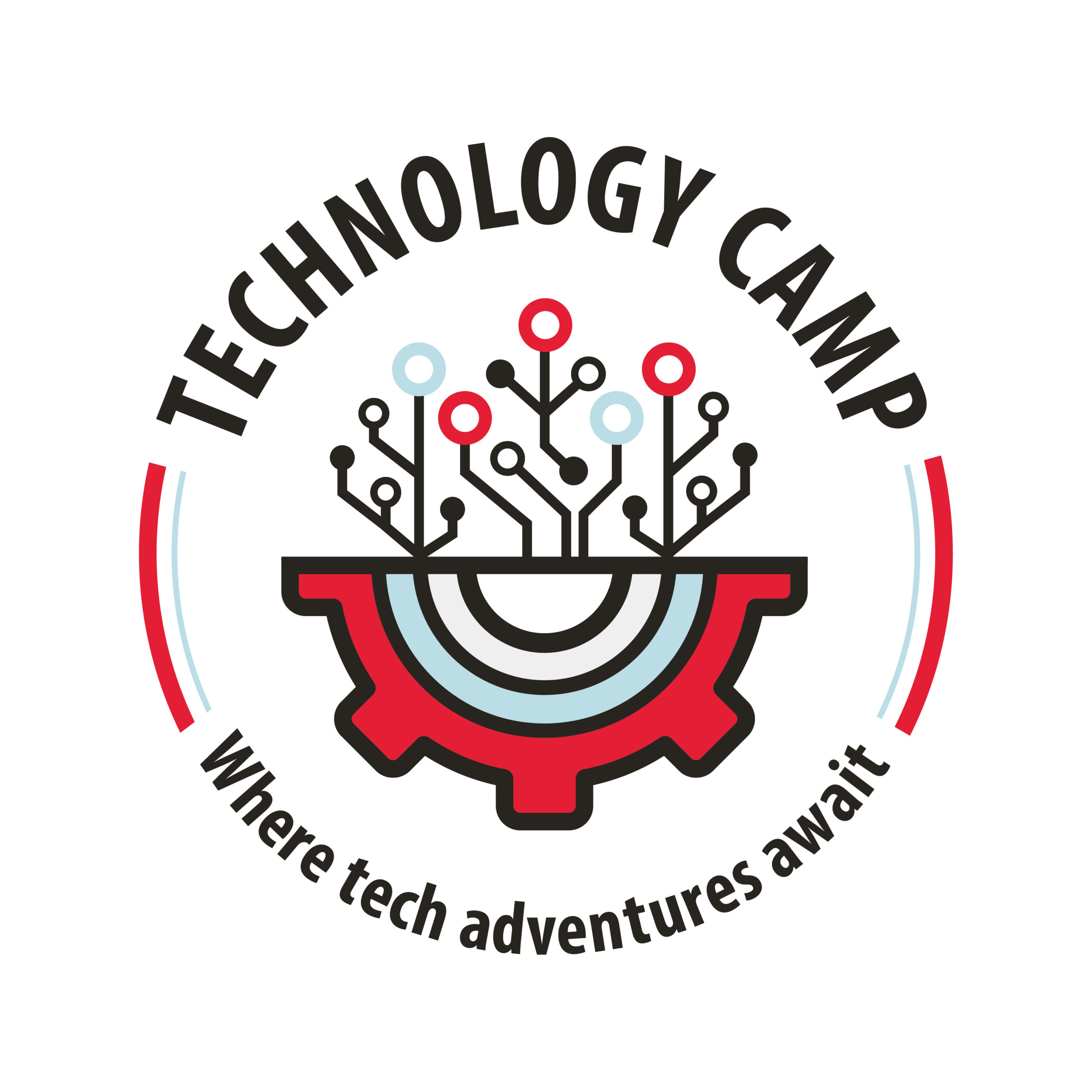 Technology Camp Logo. Where tech adventures wait.